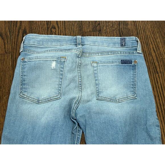 7 For All Mankind Womens Light Wash Blue Denim Mid Rise The Skinny Jeans Size 27 - Picture 5 of 11